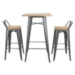 Bolero Bistro Bartisch mit Holzplatte grau – Bild 2