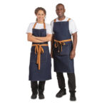 Southside Bistro Schürze Jeans-Blau Mit Bein-Tan – Bild 6