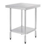 Vogue Edelstahl Arbeitstisch mit Regalboden 60 x 60cm – Bild 2