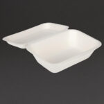 Fiesta Compostable kompostierbare Zuckerrohr Klappdeckelbehälter 18,2cm (250 Stück) – Bild 2