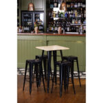 Bolero Bistro Bartisch mit Holzplatte schwarz – Bild 5