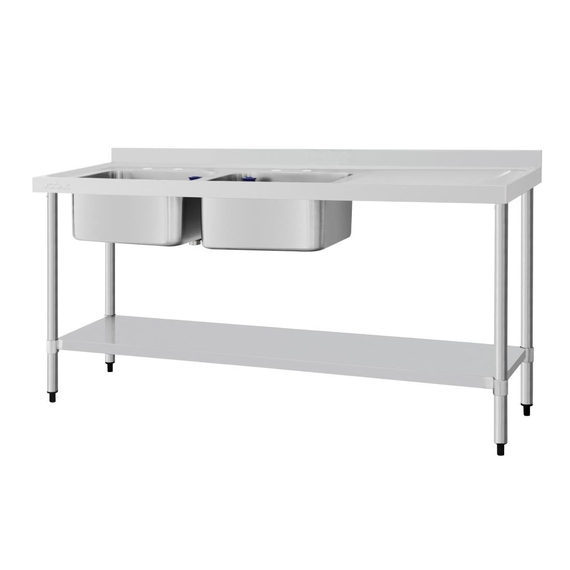 download_na0g-pi.jpg Vogue Edelstahlspüle Doppelwaschbecken Abtropffläche links und rechts 180x60cm – Bild 1