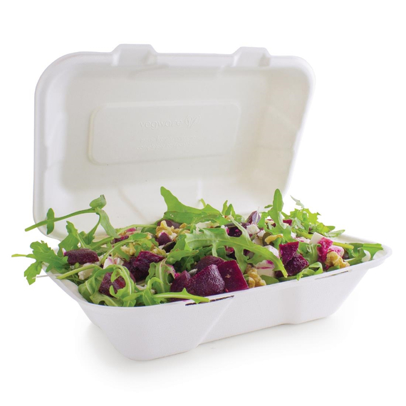 download_ncc9-ai.jpg Vegware kompostierbare Einweg Menüboxen mit Klappdeckel aus Bagasse 22,8cm (200 Stück) – Bild 1