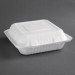 Fiesta Compostable kompostierbare Menüboxen aus Bagasse mit Klappdeckel 23,6cm (200 Stück) – Bild 3