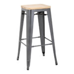 Bolero Bistro Barhocker aus Stahl mit Holzsitz - grau (4 Stück) – Bild 2