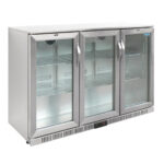 Polar Serie G Edelstahl Barkühlschrank mit 3 Klapptüren 330L
