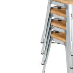 Bolero Bistro Stuhl aus verzinktem Stahl mit Holzsitz (4 Stück) – Bild 6