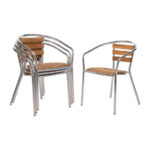 Bolero Aluminium Bistrostühle mit Rückenlehne aus Eschenholz (4 Stück)