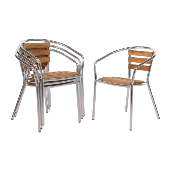 download_p5hx-qp.jpg Bolero Aluminium Bistrostühle mit Rückenlehne aus Eschenholz (4 Stück) – Bild 1