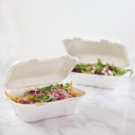 Vegware kompostierbare Einweg Menüboxen mit Klappdeckel aus Bagasse 22,8cm (200 Stück) – Bild 4