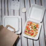 Fiesta Compostable kompostierbare Menüboxen aus Bagasse mit Klappdeckel 22,3cm (200 Stück) – Bild 5