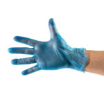 VORTEILSPACKUNG x5 Vinyl Einmalhandschuhe blau gepudert L mit GRATIS Halterung (500 Stück)