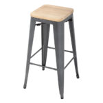Bolero Bistro Barhocker aus Stahl mit Holzsitz - grau (4 Stück) – Bild 4
