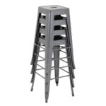 Bolero Bistro Stahlhocker Gun Metal Grey (4 Stück)