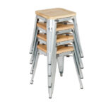 Bolero Bistro Stuhl aus verzinktem Stahl mit Holzsitz (4 Stück) – Bild 5