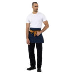 Southside kurze Bistroschürze Denim blau mit hellbraunen Bändern – Bild 2