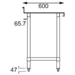 Vogue Edelstahl Arbeitstisch mit Aufkantung und Regalboden 150 x 60cm – Bild 10