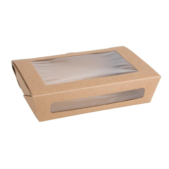 download_tps1-9v.jpg Fiesta Compostable kompostierbare Salatschüsseln mit PLA-Fenstern 1200ml (200 Stück) – Bild 1