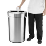 Bolero 'D' Form Gebürsteter Stahl Mülleimer mit offenem Deckel 86Ltr – Bild 6