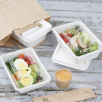 Fiesta Recycelbare PET-Deckel für Bagasse-Behälterbasen (100 Stück) – Bild 5