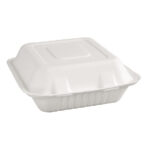 Fiesta Compostable kompostierbare Menüboxen aus Bagasse mit Klappdeckel 22,3cm (200 Stück)