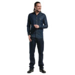 Chaud Devant Herrenkochhemd lange Ärmel blauer Denim XL