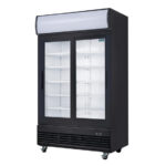 Polar G-Serie Kühlvitrinenmit mit Schiebetüren und Leuchtkasten 950Ltr Schwarz – Bild 2