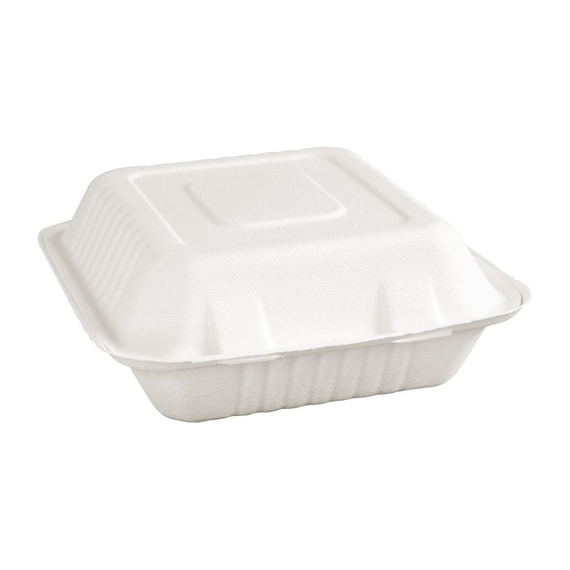 download_uvq7-i2.jpg Fiesta Compostable kompostierbare Menüboxen aus Bagasse mit Klappdeckel 3-geteilt (200 Stück) – Bild 1