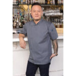 Chef Works Unisex Springfield Leichter Mantel mit kurzen Ärmeln und Reißverschluss Farbe Blau Größe S – Bild 10