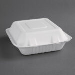 Fiesta Compostable kompostierbare Menüboxen aus Bagasse mit Klappdeckel 22,3cm (200 Stück) – Bild 6