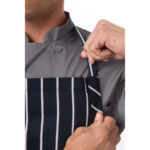 Chef Works Premium Woven Bib Apron Marineblau und Weiß gestreift – Bild 3