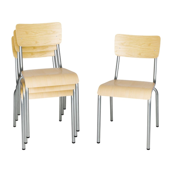 download_wrgo-6m.jpg Bolero Cantina Stühle aus verzinktem Stahl mit Holzsitz und Rückenlehne (4 Stück) – Bild 1