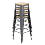 Bolero Bistro Barhocker aus Stahl mit Holzsitz - grau (4 Stück)