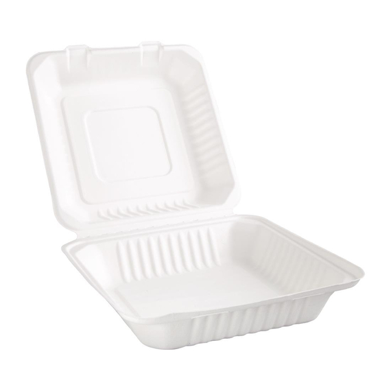 download_x4gi-9n.jpg Fiesta Compostable kompostierbare Menüboxen aus Bagasse mit Klappdeckel 23,6cm (200 Stück) – Bild 1