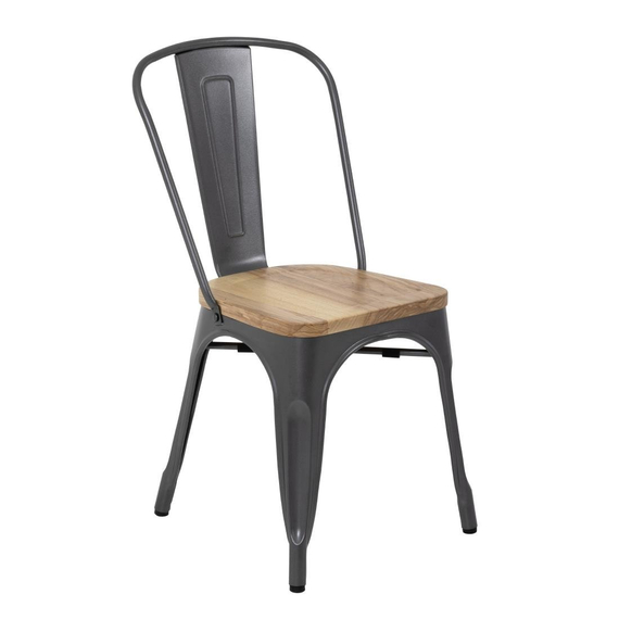 download_xe1g-7z.jpg Bolero Bistro Stahlstühle mit Holzsitz grau (4 Stück) – Bild 1