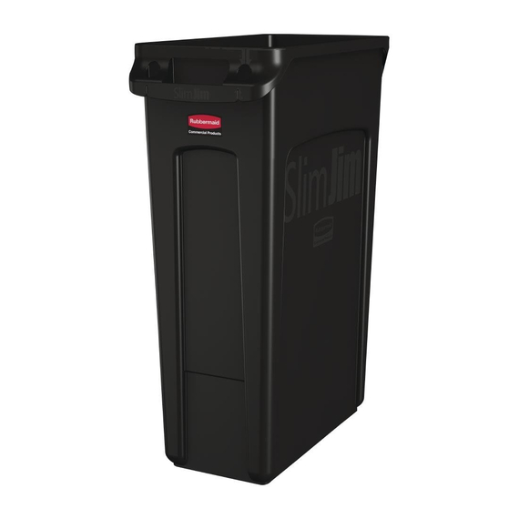 download_xgl1-il.jpg Rubbermaid Slim Jim Abfalleimer mit Entlüftungsschlitzen schwarz 87L – Bild 1