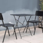 Bolero quadratischer klappbarer Terrassentisch Stahl schwarz 60cm – Bild 6