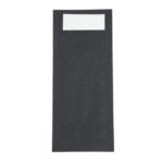 Europochette Schwarze Bestecktasche mit weißer Serviette (Box 500) (500 Stück)