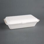 Fiesta Compostable kompostierbare Zuckerrohr Klappdeckelbehälter 24,8cm (250 Stück) – Bild 2