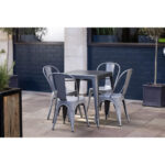 Bolero Bistro quadratischer Bistrotisch aus Stahl Grau 66cm – Bild 9