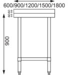 Vogue Edelstahl Arbeitstisch mit Aufkantung und Regalboden 150 x 60cm