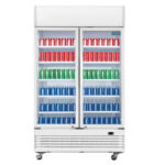 Polar G-Serie Zweitürige Displaykühlung mit Leuchtkasten 950L Schwingtüren