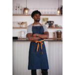 Southside Bistro Schürze Jeans-Blau Mit Bein-Tan – Bild 10