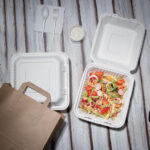 Fiesta Compostable kompostierbare Menüboxen aus Bagasse mit Klappdeckel 23,6cm (200 Stück) – Bild 7