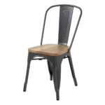 Bolero Bistro Stahlstühle mit Holzsitz grau (4 Stück) – Bild 3