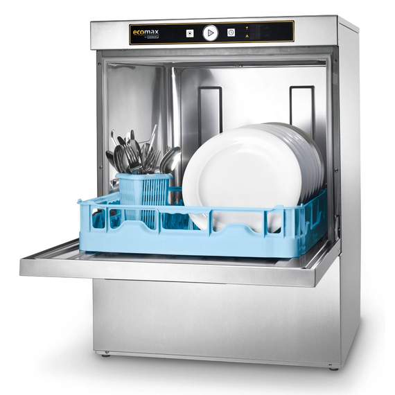 ecomax_by_hobart_geschirrsp_lmaschine_4_nmxi-bu.jpg Hobart Ecomax Geschirrspülmaschine F504S-10C mit integr. Klarspülpumpe, tankabdeckendes Sieb, Klarspüldosierpumpe und integrierte Enthärtung – Bild 1