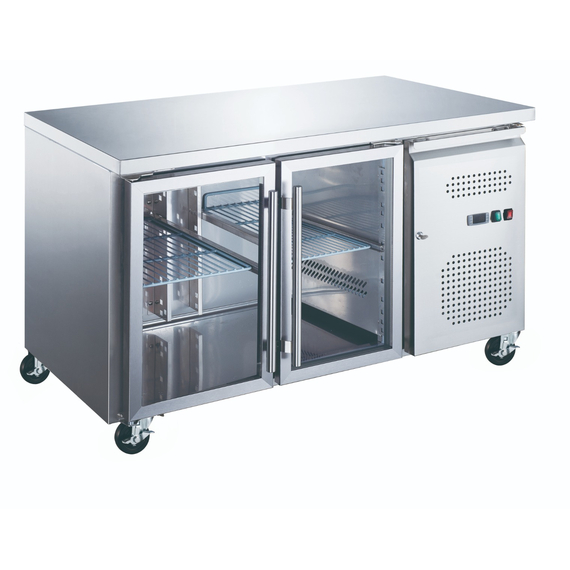 gx-gn2100tng_on_wheels.jpg Maxima Gastro Kühltisch - 136 cm - 2 Glastüren – Bild 1