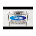 Maxima Gastro Geschirrspültisch - 120 x 75 cm - rechts - mit Spüle und Backsplash - inkl. Lagerregal – Bild 5
