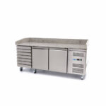 Maxima Gastro Pizzakühltisch - 202 cm - 2 Türen - 7 Schubladen