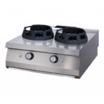 Maxima Gastro Heavy Duty Wok Herd - 2 x 28,5 cm Kochringe - Doppeleinheit - 70 cm Tief - Gas